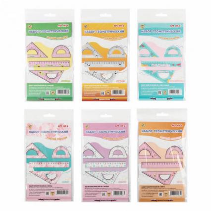 Набор линеек 04 пр. малый Basir "Лапки" (2 треугольника, транспортир, линейка 15 см)