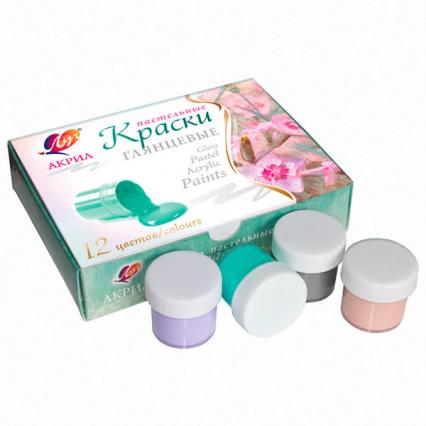 Краски акрил. 12 цв. ЛУЧ 20 мл пастельные 
