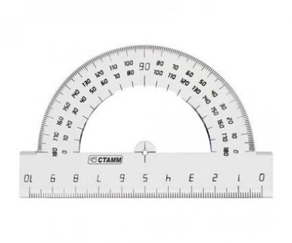 Транспортир 10 см 180° СТАММ прозр. 