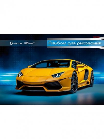 Альбом для рис. А4 08 л. ПП "Желтое спортивное авто"