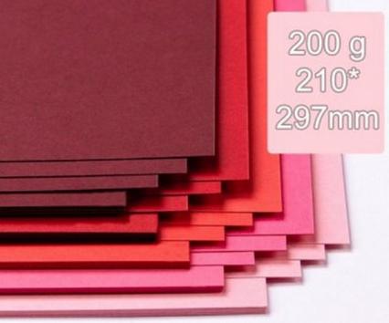 Картон цв. А4 "Красные оттенки" 200 г/м2