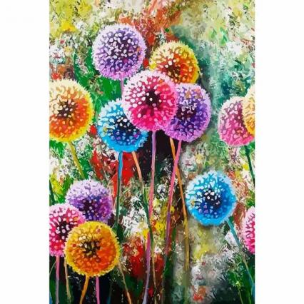 Алмазная мозаика с полн. зап. 30*40 см ПП "Разноцветные одуванчики" подрамник