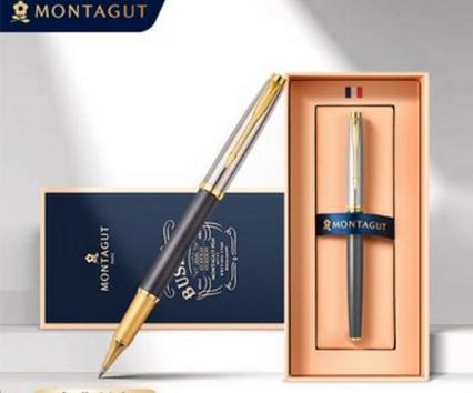 Роллер подар. в футл. Montagut 0,5 мм, син., корпус сер./серебро