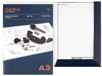 Папка для черч. А3 10 л. вертик. рамка, большой штамп БД 160 г/м2