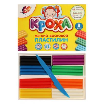 Пластилин 08 цв. ЛУЧ "Кроха" 132 г, мягкий, со стеком 