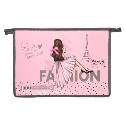 Папка для тетр. А4 1 отд. Кокос "Парижская мода" на молнии 