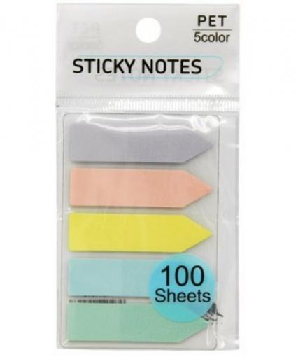 Набор закладок с клеев. кр. пластик. 12*44 мм 5*20 л. "Стрелки" пастель