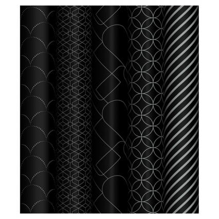 Бумага упаков. 70*100 см Meshu "Паттерн на черном" 80 г/м2