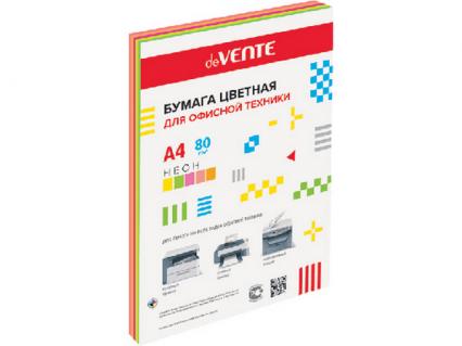 Бумага для офис. техн. А4 100 л. неон 5 цв. deVENTE 75 г/м2
