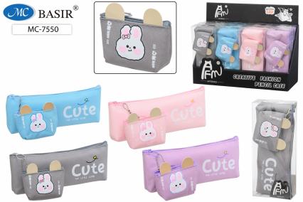 Пенал-косметичка Basir "Зайчик" 21,5*8*3,5 см, кошелек, асс.