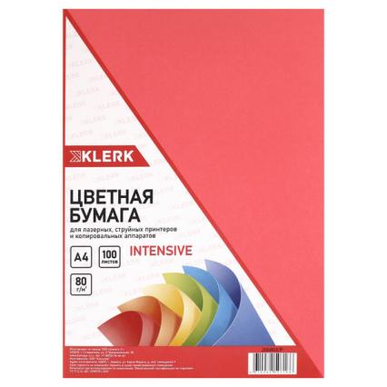 Бумага для офис. техн. А4 100 л. интенсив красный Klerk 80 г/м2