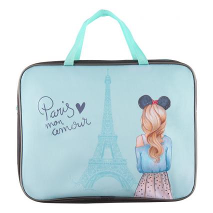 Папка-сумка текст. с ручками А4 Кокос "Париж" на молнии 