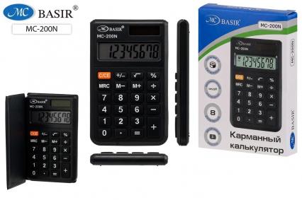 Калькулятор карм. Basir МС-200N 100*62*14 мм, цв. асс.