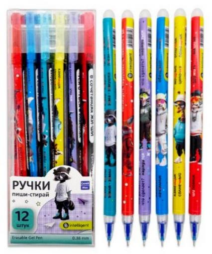 Ручка Пиши-стирай гел. Intelligent "Животные" 0,38 мм, синяя