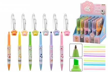 Ручка 2 в 1 Basir "Лапки" текстовыделитель, брелок