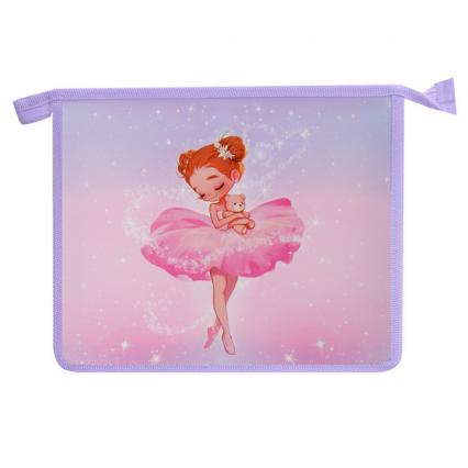 Папка для тетр. А5 1 отд. Кокос "Маленькая балерина" на молнии, прозр.