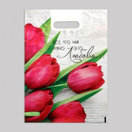 Пакет п/э с выруб. ручками 30*40 см "Романтика" 60 мкм