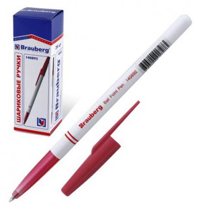 Ручка шар. Brauberg "Офисная" 1,0 мм, красная, L=140 мм