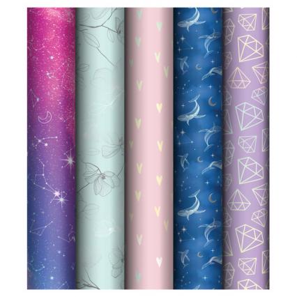 Бумага упаков. 70*100 см Meshu "Бриллиантовый эффект" 90 г/м2, отд. фольгой