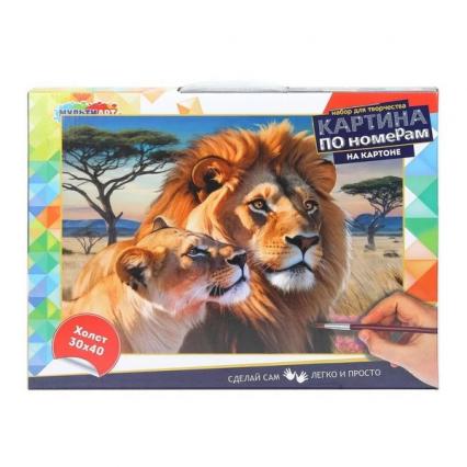 Картина по номерам 30*40 см МультиАрт "Лев и львица"