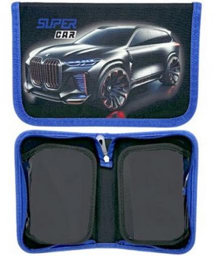 Пенал 1 отд. с 2-мя планками Intelligent "Супер авто" 22*14 см