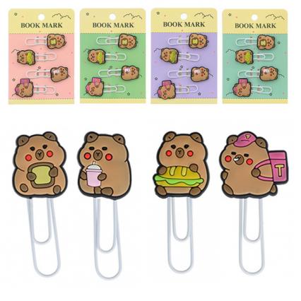 Набор закладок для книг Скрепка Basir "Капибара" 4 шт.