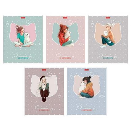 Тетрадь 48 л. кл. Х "Девочка с котиком"