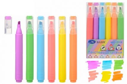 Набор маркеров выделит. 06 цв. Basir "Неон" 1-6 мм