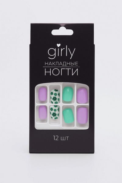 Детские накладные ногти GIRLY "Сирень", 12 шт.