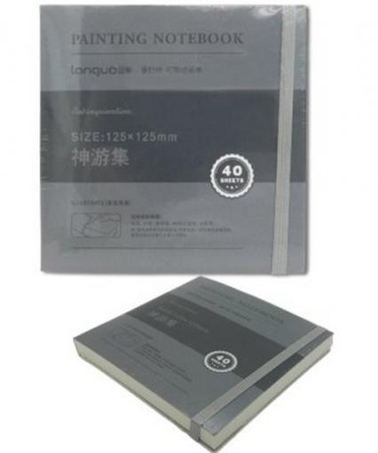 Скетч-бук 125*125 мм 40 л. Art drawing "Серый" гладкая бумага 200 г/м2, на резинке