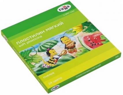 Пластилин восковой 24 цв. ГАММА "Пчелка" 360 г, со стеком