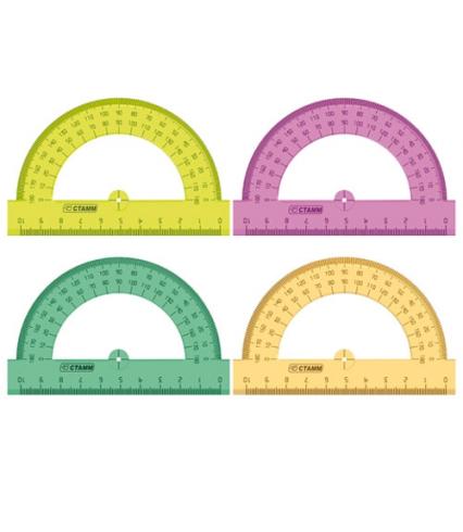 Транспортир 10 см 180° СТАММ флю прозр. 