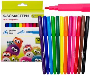Фломастеры 12 цв. Intelligent трехгр.
