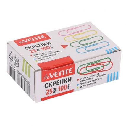 Скрепки цветные 25 мм 100 шт. deVENTE 