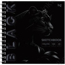 Скетчбук 170*170 мм греб. 40 л. БД "Black. Tiger" soft tuch, 120 г/м2