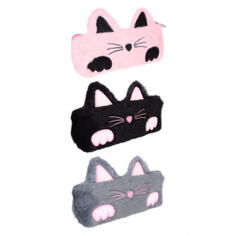 Пенал-косметичка Кокос "Кошка" плюш., 21*10 см