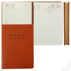 Ежедневник дат. 2026г. А5 176 л. Fiorenzo "Basic" поролон, иск. кожа, коричн., золот. срез