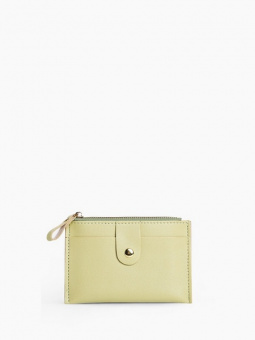 Картхолдер на молнии, светло-зелёный, экокожа