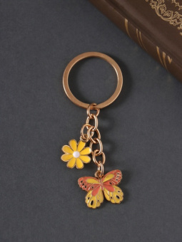 Брелок "Бабочка и цветок" металл