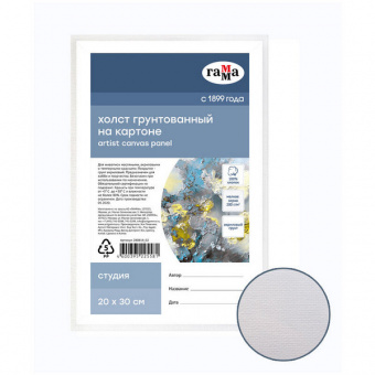Холст на картоне 20*30 см ГАММА "Студия" 250 г/м2, хлопок, мелкое зерно