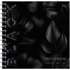 Скетчбук 170*170 мм греб. 40 л. БД "Black. Leaves" soft tuch, 120 г/м2