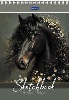 Скетчбук А5 греб. 80 л. Х "Вороная грация" 100 г/м2