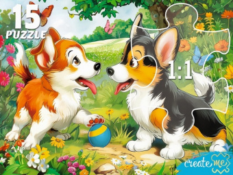 Пазл-макси 015 эл. ПП "Щенки на поляне"
