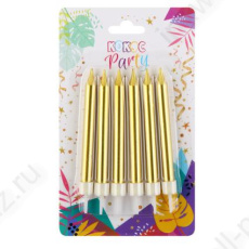 Набор свечей для торта 06 шт. "Gold" 8 см