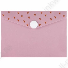 Папка-конверт на кнопке А7 105*74 мм Ф+ "Сердечки на розовом"
