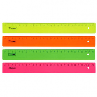 Линейка 25 см СТАММ "Неон" цв. непрозр.