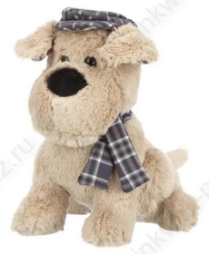 Игрушка мягкая Relana "Собака в кепочке и шарфике" бежевый, 25 см