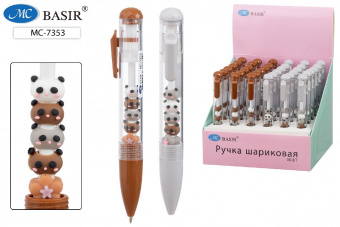 Ручка шар. авто Basir "Мишки" с фигуркой, 0,5 мм, синяя
