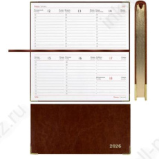 Еженедельник дат. 2026 г. А6 64 л. интегр. обл. Escalada "Сариф" иск. кожа., корич.