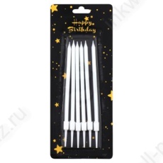 Набор свечей для торта 06 шт. "Блеск белый" 12,5 см 